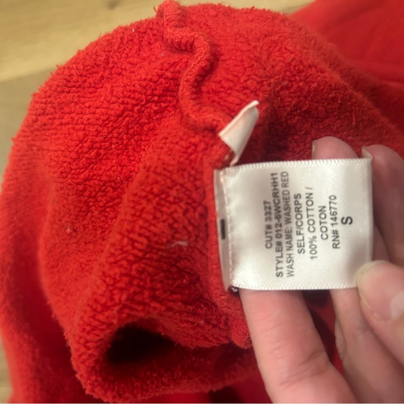 Re/done raw hem cropped hoodie small red - Picture 7 of 9